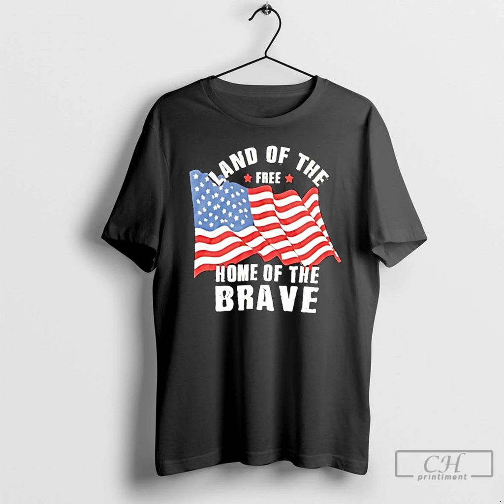 Classic Land Of The Free Home Of The Brave Patriotic American T Shirts