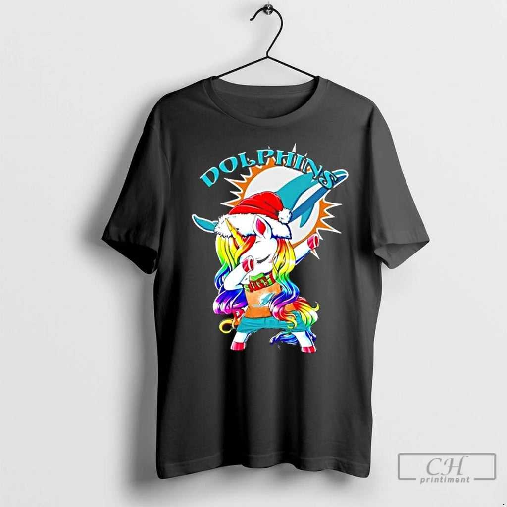 Premium Miami Dolphins X Unicorn Santa Hat Dabbing Merry Christmas