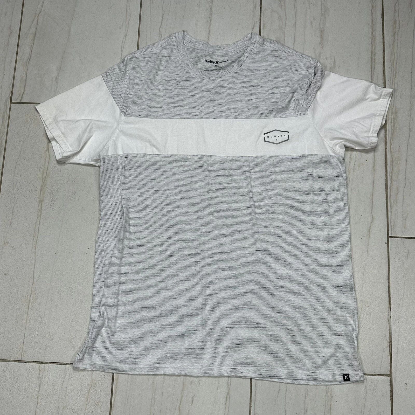 Hurley Grey Gray and white tshirt surf skate Men's 2XL