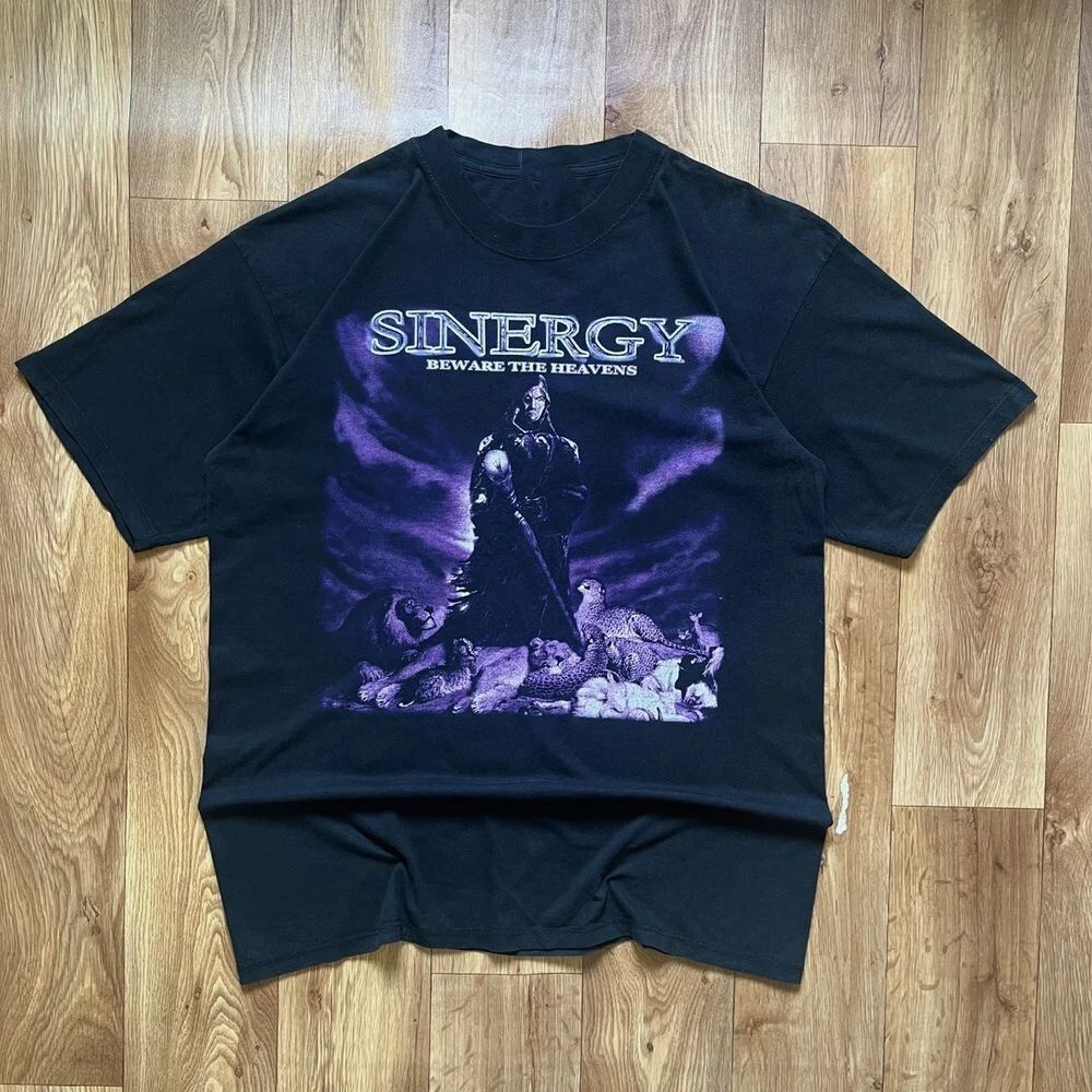 Sinergy band rare vintage 90’s tee album beware the heavens Shirt BT1328