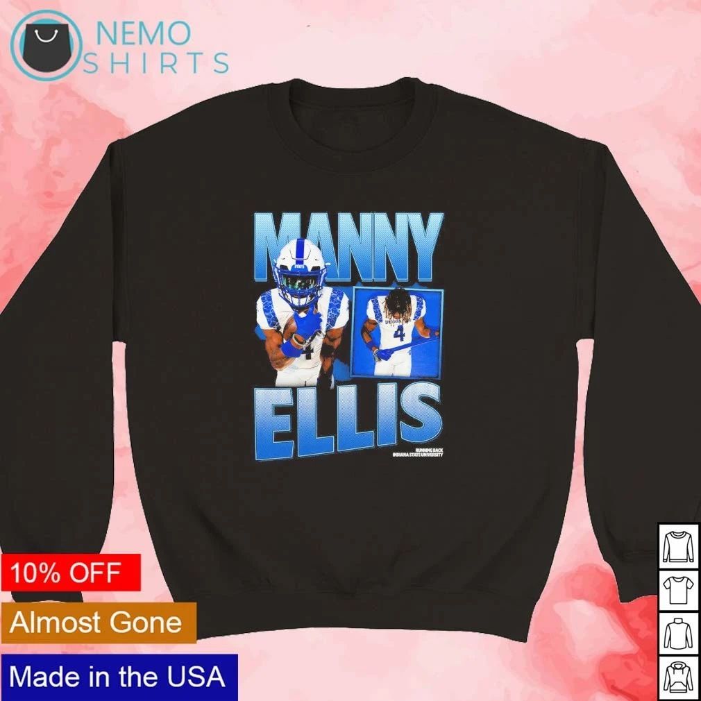 Manny Ellis Indiana State University Running Back No 4 shirt