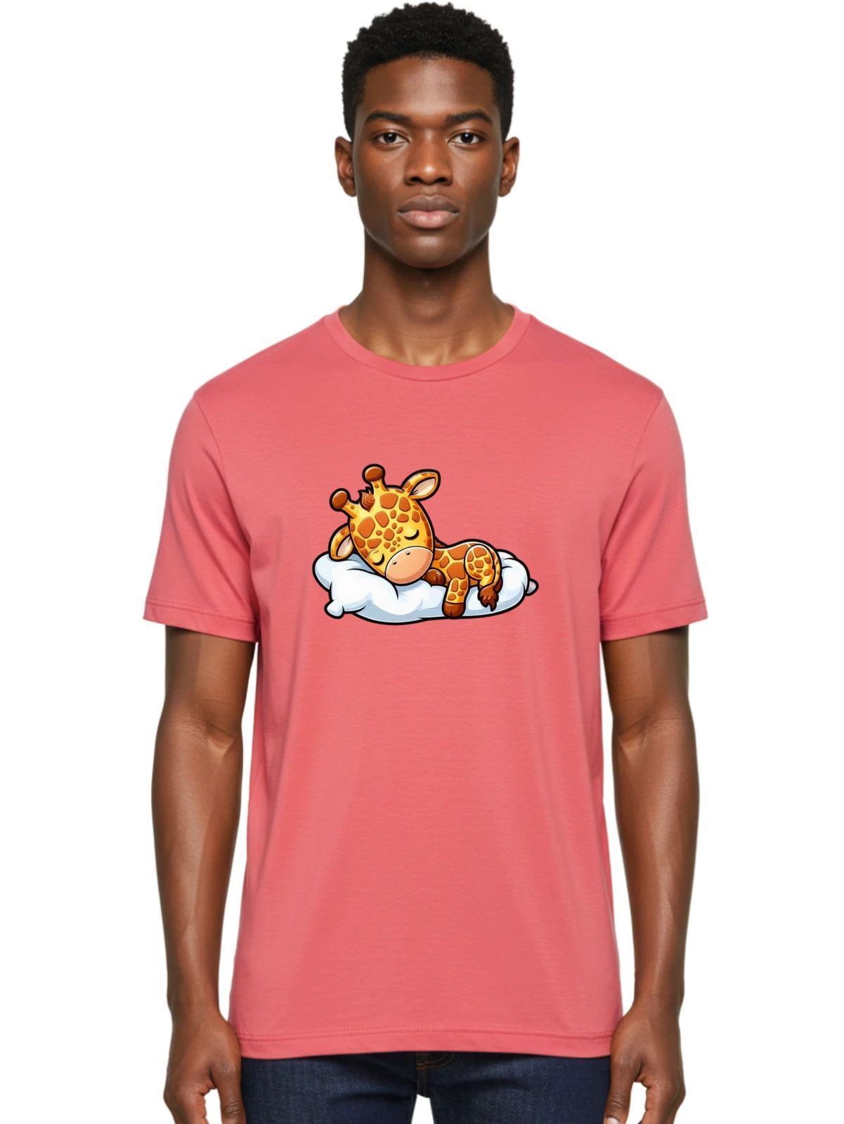 Sleeping-Giraffe-11 Mens Graphic Tee, 100% Cotton, Casual Summer Wear