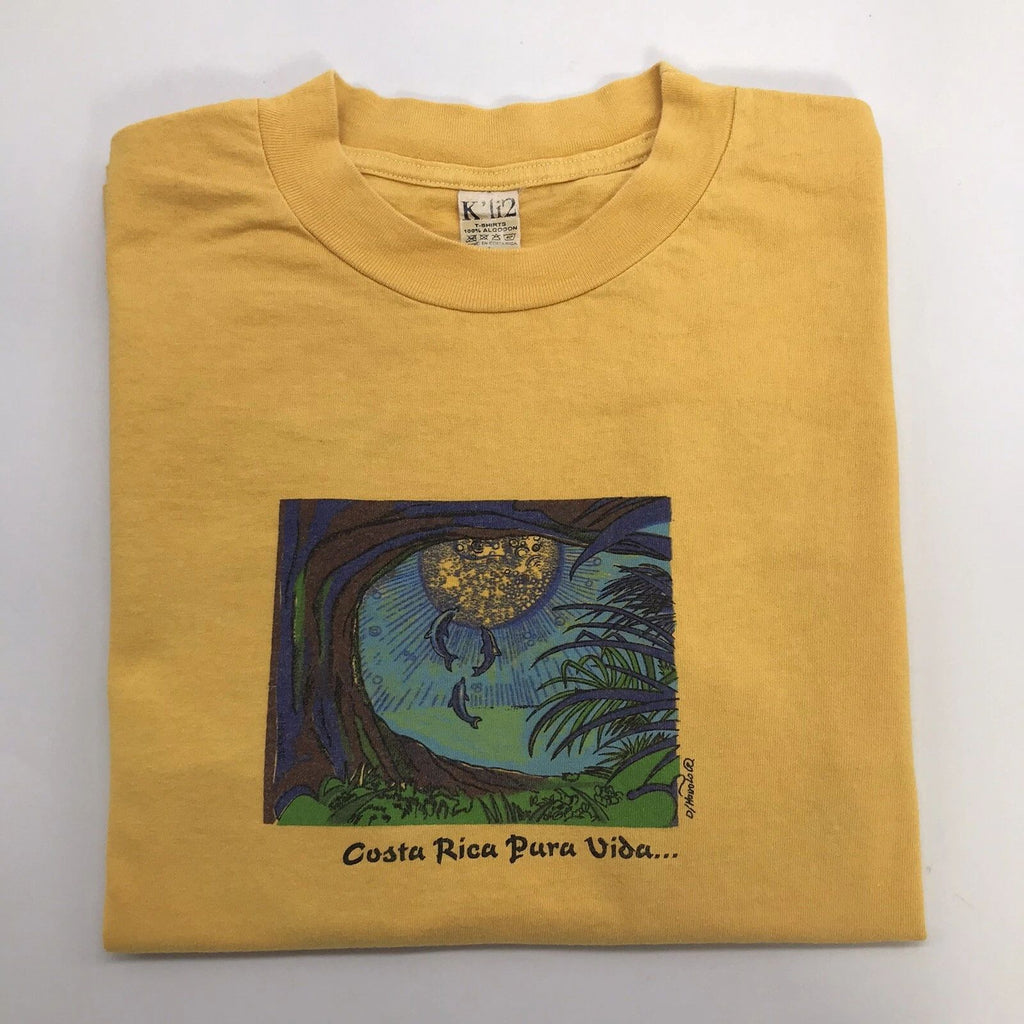 K'li2 Costa Rica Pura Vida Simple Life Yellow Short Sleeve T-Shirt Men's Size L