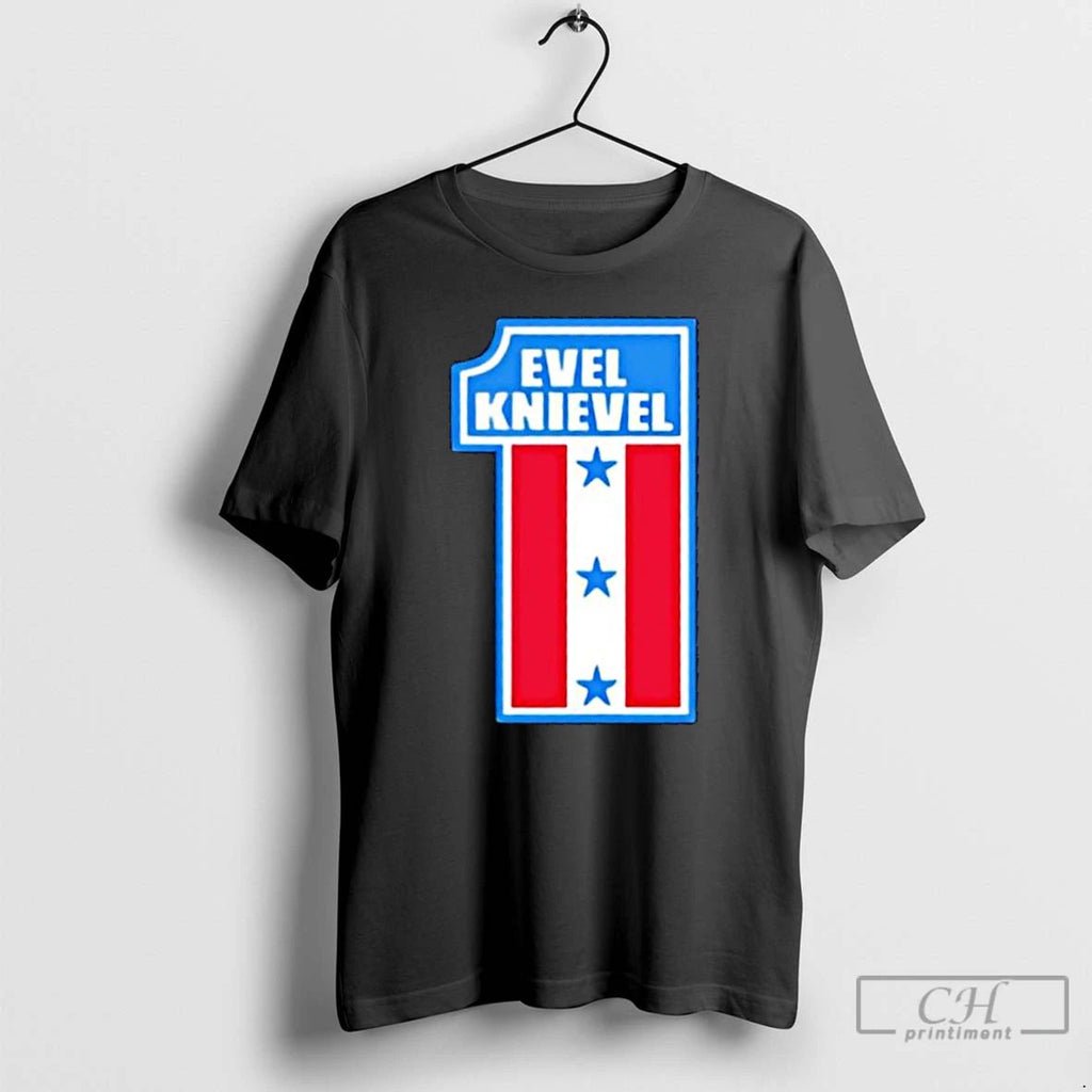 Classic Cliff Booths Evel Knievel Number 1 America Flag Graphic T Shirts
