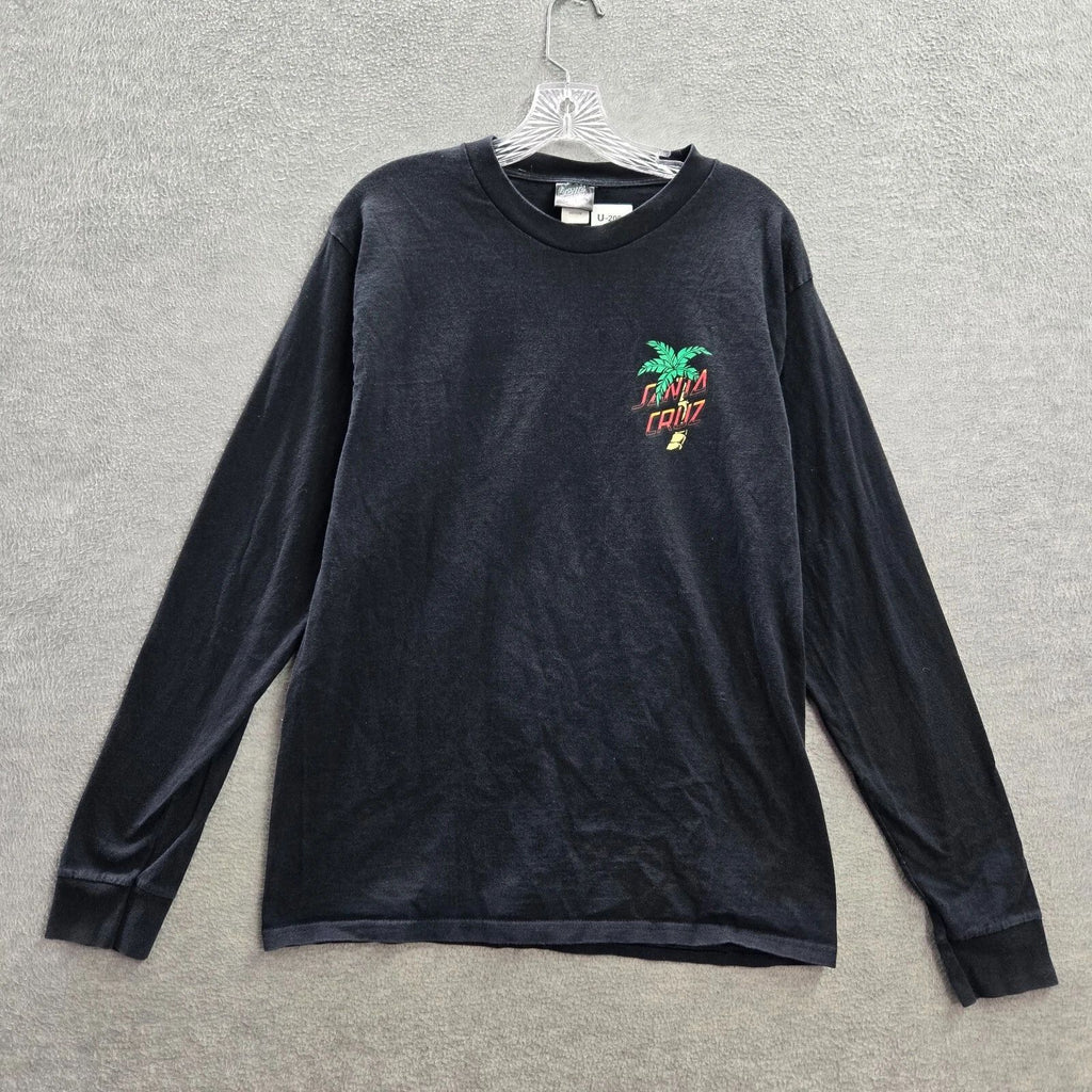 Santa Cruz Men Shirt M Black Logo Earth Volcano Island Graphic Skater Surf Tee