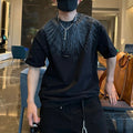 New Fashion Men Trendy Drill Rhinestone Diamond Summer Streetwear Luxury T-Shirt