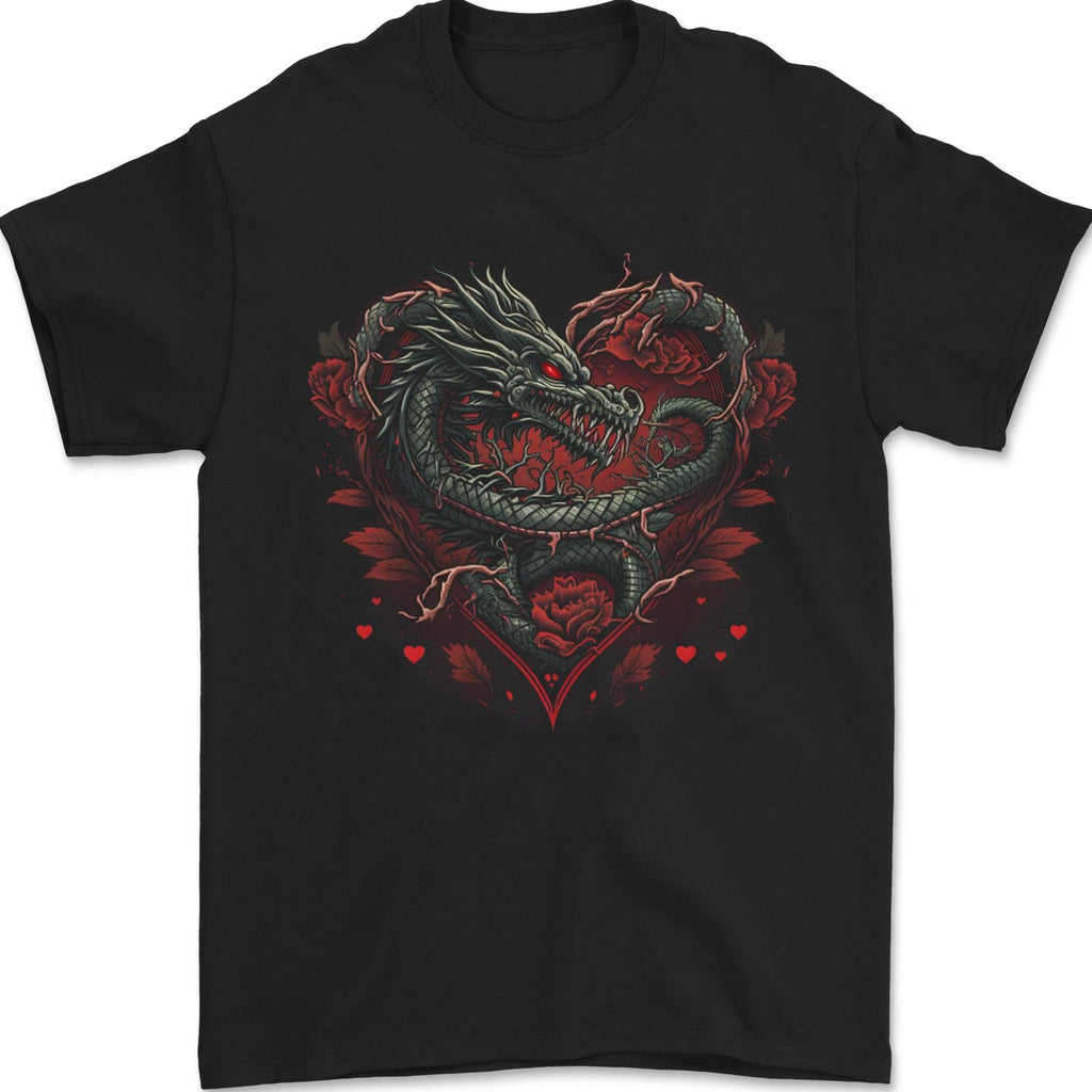 Dragon Heart Fantasy Roses of Passion Mens T-Shirt 100% Cotton