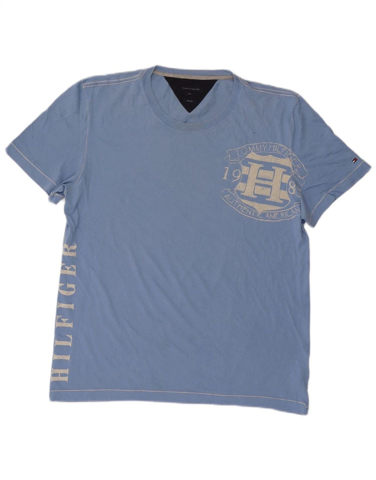 Tommy Hilfiger Mens Slim Fit Graphic T-Shirt Top 2XL Blue Cotton DH06