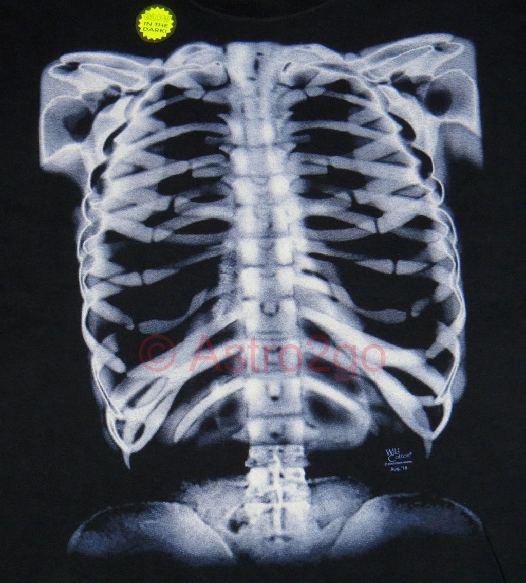 GLOW X-RAY SKELETON-Bones Ribs Anatomy Biology Science Halloween T shirt S-2XL