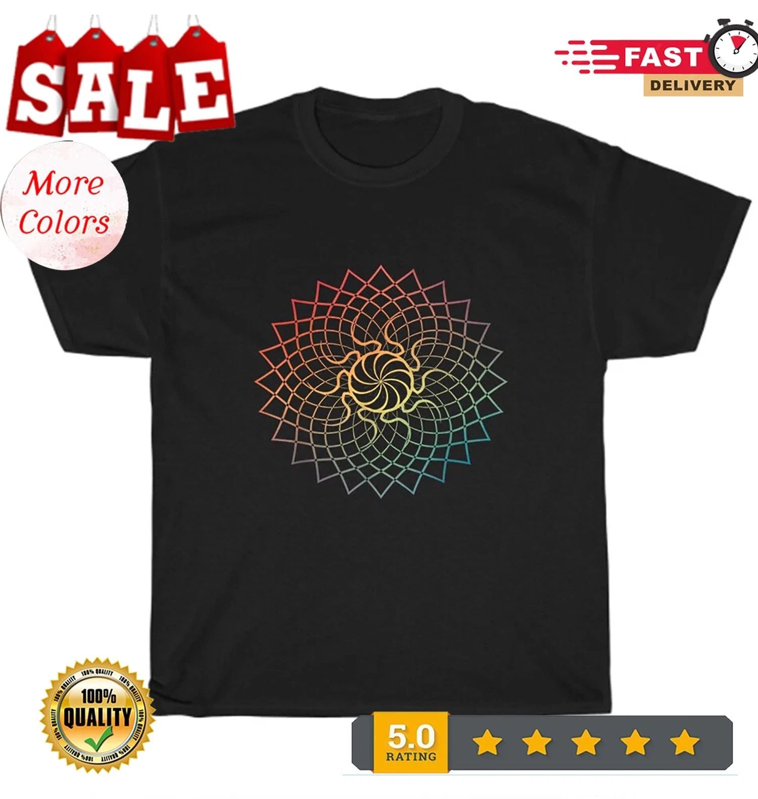 Mandala Geometry Sacred Fractal Art Yoga Mantra Good Vibe T-Shirt Unisex Gift