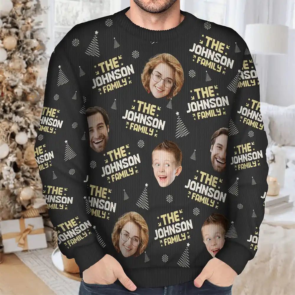 Custom Photo Family Name - Personalized Unisex Ugly Sweater