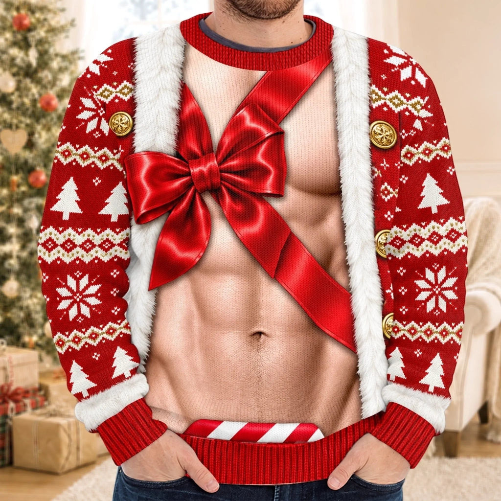 Custom Christmas Bow Couple Gifts - Personalized Ugly Sweatshirt