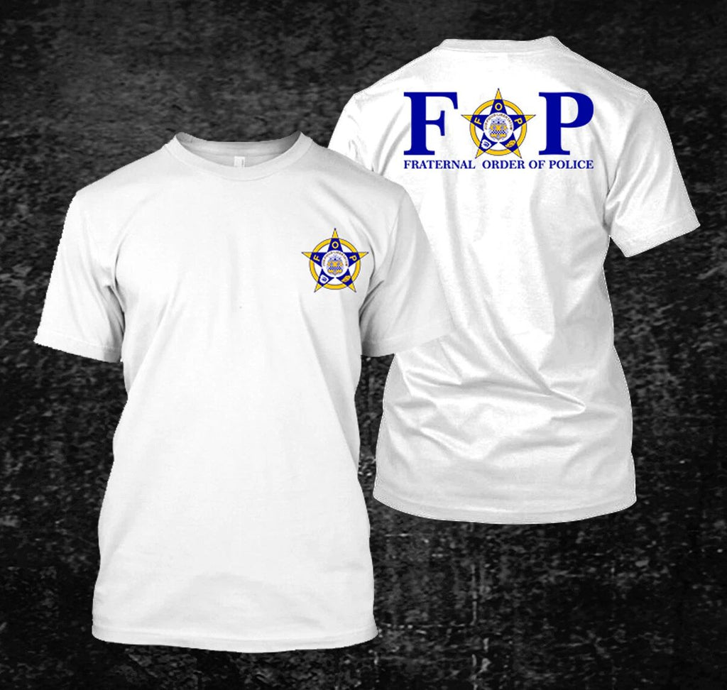 Flaternal Order of Police logo -  custom front and back t-shirt tee