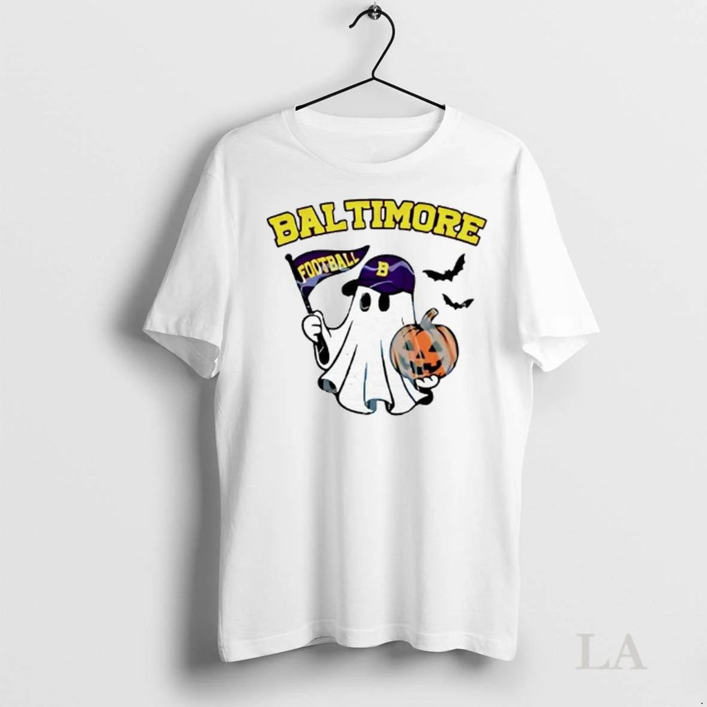 Original Halloween Ghost Baltimore Ravens Football Flag Pumpkin Ladies