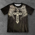 Mens Affliction Style Angel Wings Cross T Shirt Black Grunge Streetwear S-2XL