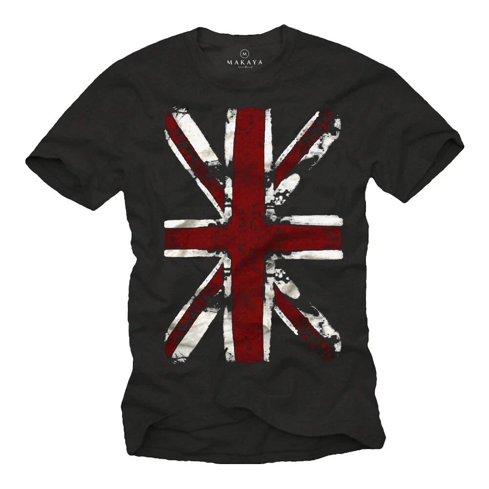 Union Jack Mens T-Shirt With England Flag - Mens Uk Punk Rock Music Shirt