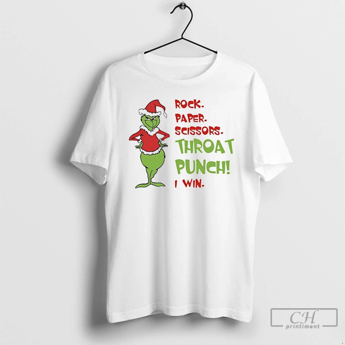 Premium Grinch Christmas 2025 Rock Paper Scissors Throat Punch I Win T Shirts