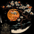 A Japanese Syle Tree on a Moon Fantasy Mens Light Cotton T-Shirt
