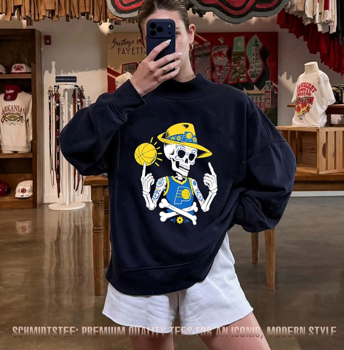 Indiana Pacers Mexico City CDMX Game 2026 Sugar Skull Skeleton shirt