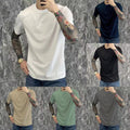 Basic Undershirt Simple Mens T-Shirts Slight Stretch Solid Color Pattern