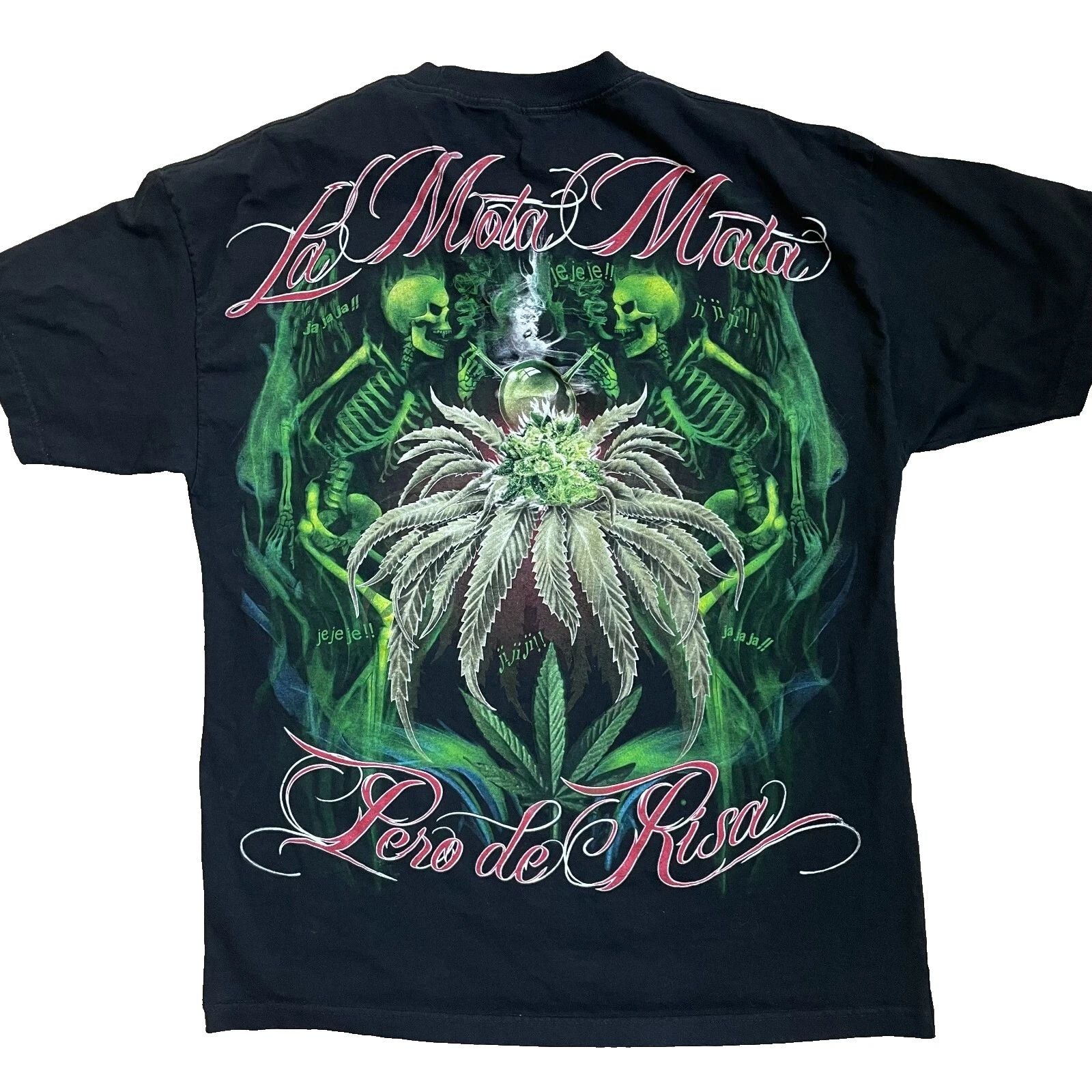 VTG La Mota Mata skeletons cannabis plant Tee XL Heavy Punk Grunge Heavy Metal