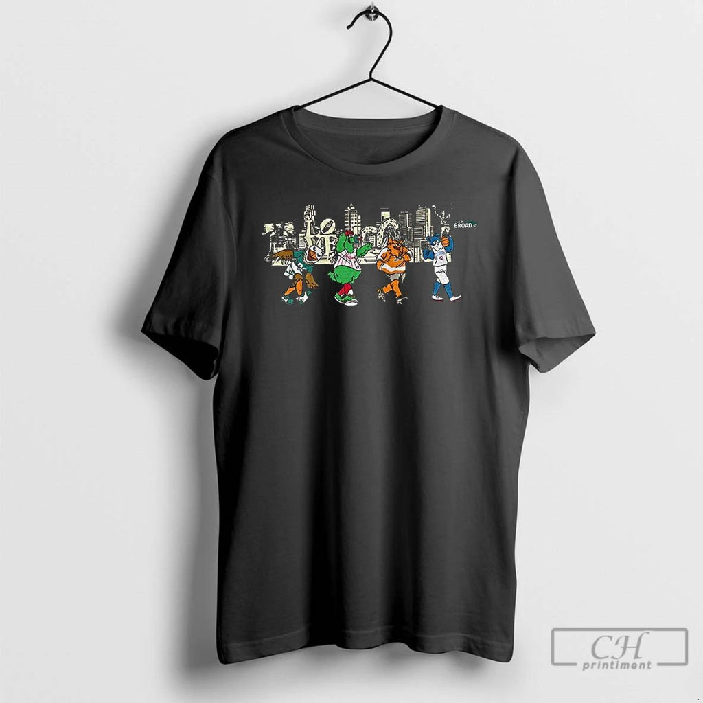Classic Philly Mascot Broad Street Philadelphia Skyline T Shirts