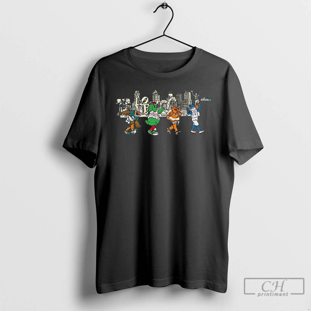 Classic Philly Mascot Broad Street Philadelphia Skyline T Shirts
