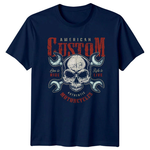 American Custom Motorcycles Skull Mens T-Shirt Womens Tee Graphic Unisex Top -a