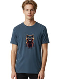 Glowing-Eyes-Raccoon Mens Graphic Tee, 100% Cotton, Casual Summer Wear