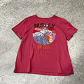Hurley Men's Short Sleeve T-Shirt Red Graphic Size M Cotton Blend Surf Logo