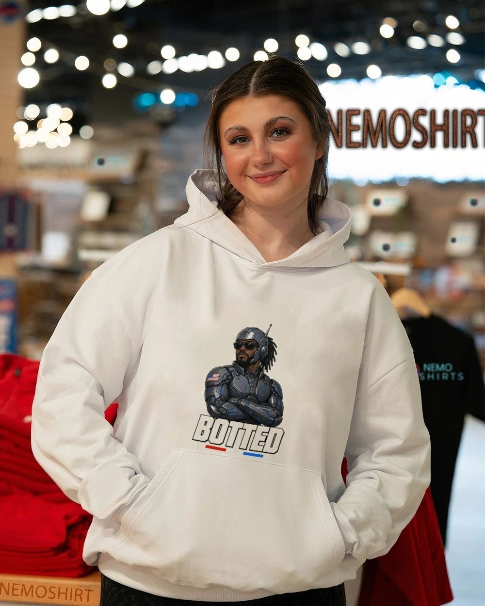 Botted Cybernetic Soldier with American Flag Patch shirt