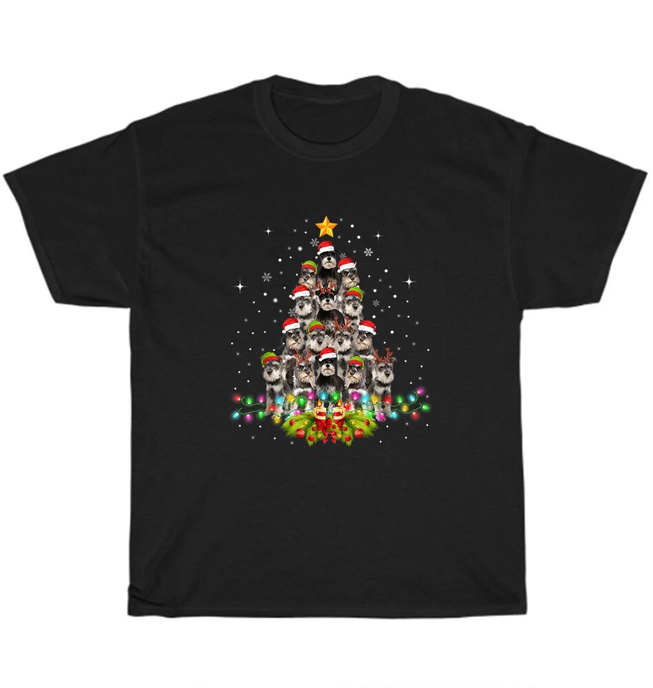 Schnauzer Dogs Tree Christmas Xmas Pet Animal Dog Lover T-Shirt Unisex Tee Gift