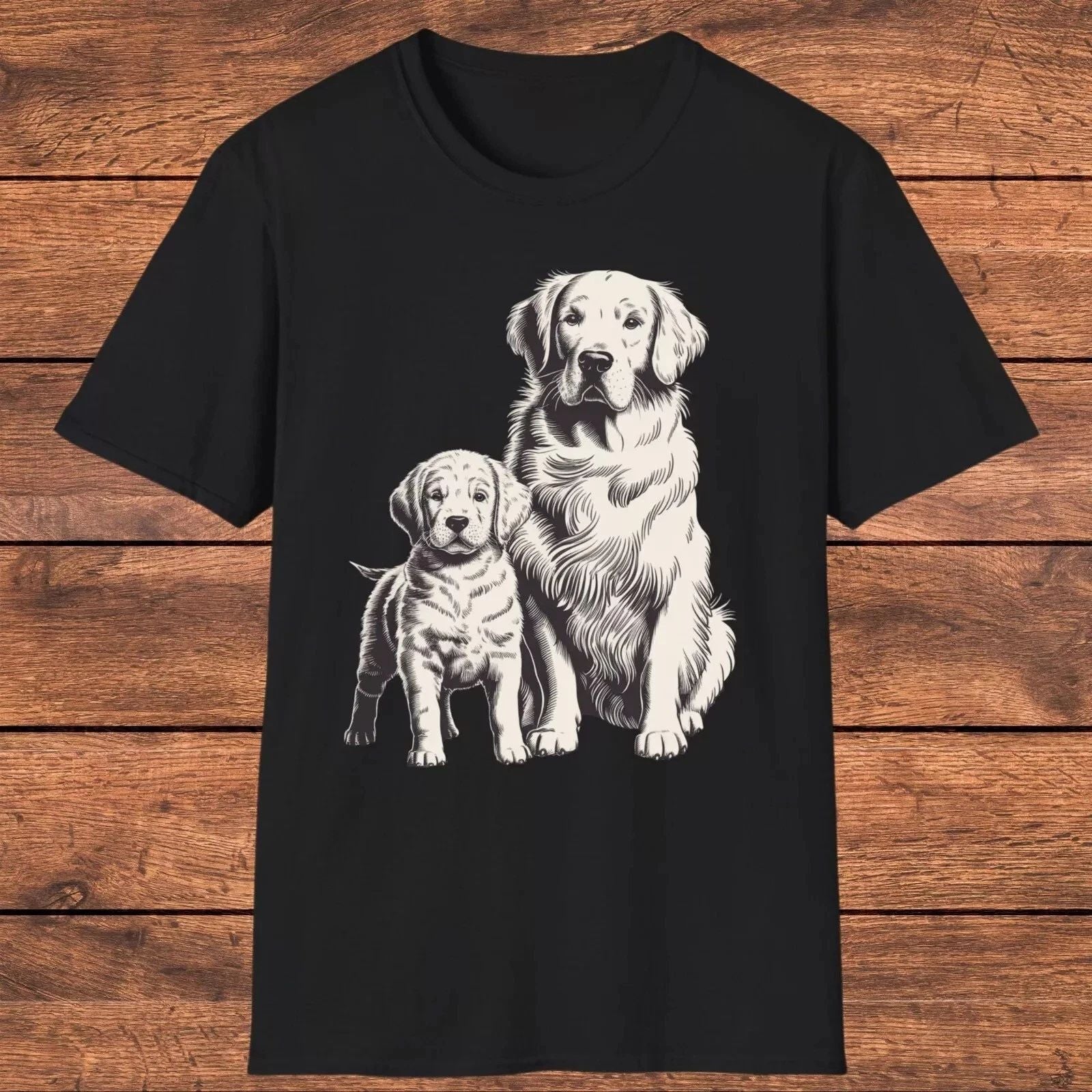 Golden Retriever Dog T-Shirt, Cute Dog Lover Shirt, Puppy and Adult Golden
