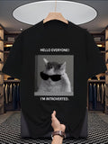 Funny Cat Quote T Shirt Men Casual Short Sleeve Graphic Tee Sporty Gift