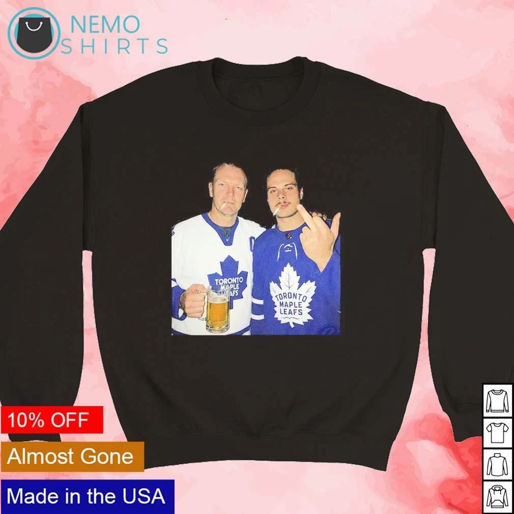 Mats Sundin and Auston Matthews Smoking Drinking Beer and Middle Finger shirt