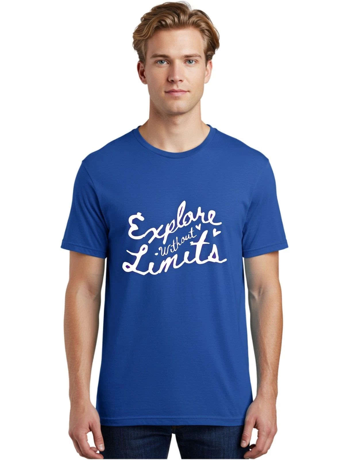 Explore-Without-Limits Mens Graphic Tee, 100% Cotton, Casual Summer Wear