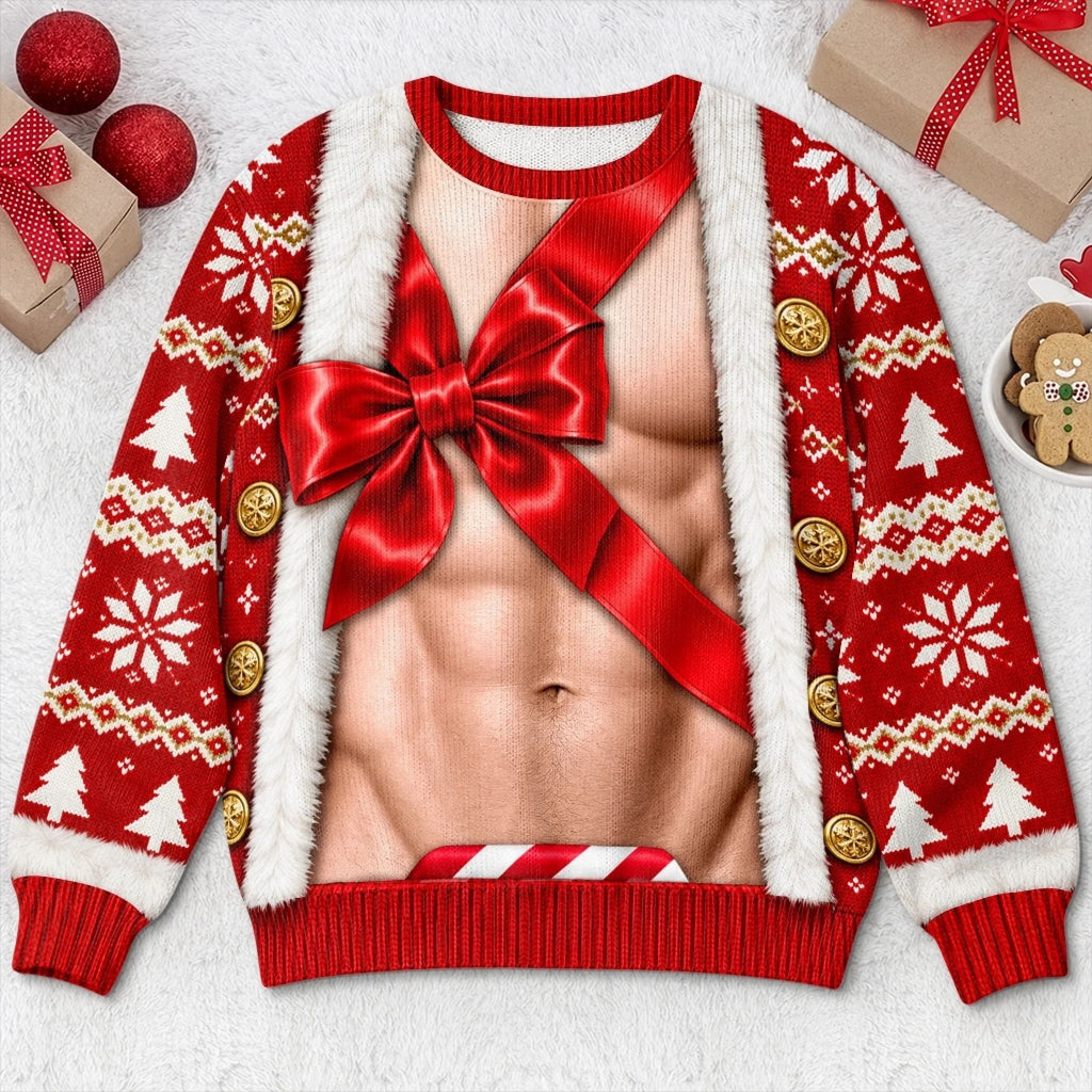 Custom Christmas Bow Couple Gifts - Personalized Ugly Sweatshirt