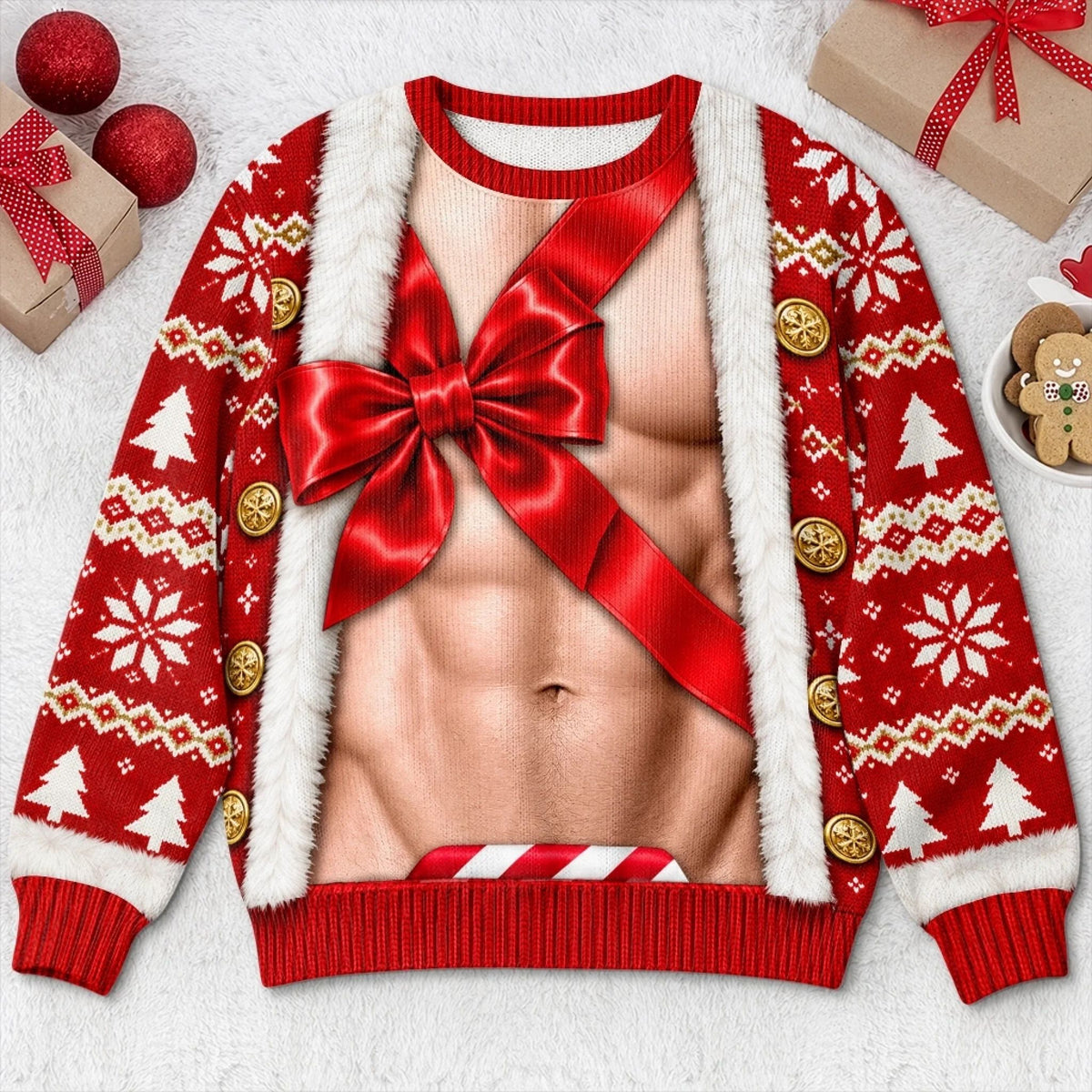 Custom Christmas Bow Couple Gifts - Personalized Ugly Sweatshirt