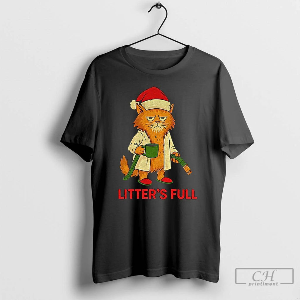Premium Litters Full Funny Cat Santa Merry Christmas T Shirts