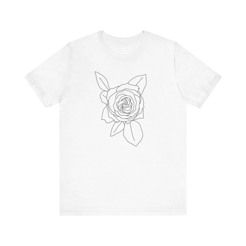 Unisex Minimalist Rose Shirt Flower Floral Line Drawing Art Tee Simple T-Shirt