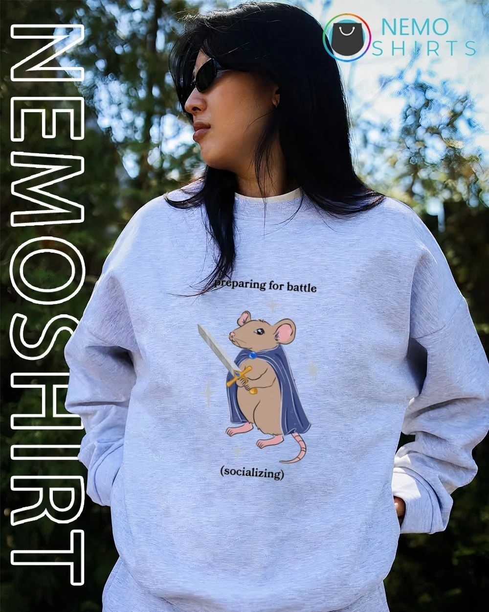 Preparing for Battle Socializing Mouse with Sword shirt