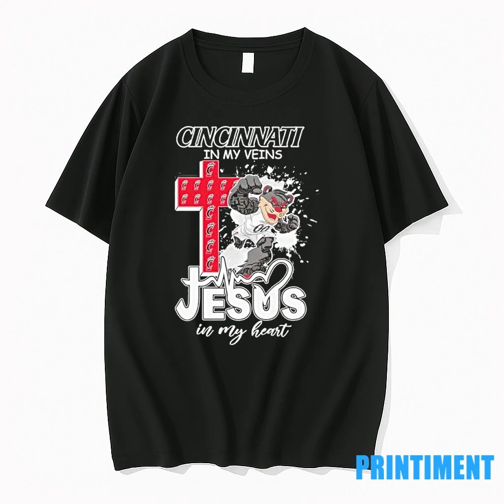 Cincinnati Bearcats Mascot In My Veins Jesus In My Heart Tshirts Sweater