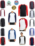 Men Baseball T-Shirt Premium Cotton Long Sleeve Breathable Raglan Jersey S-3XL