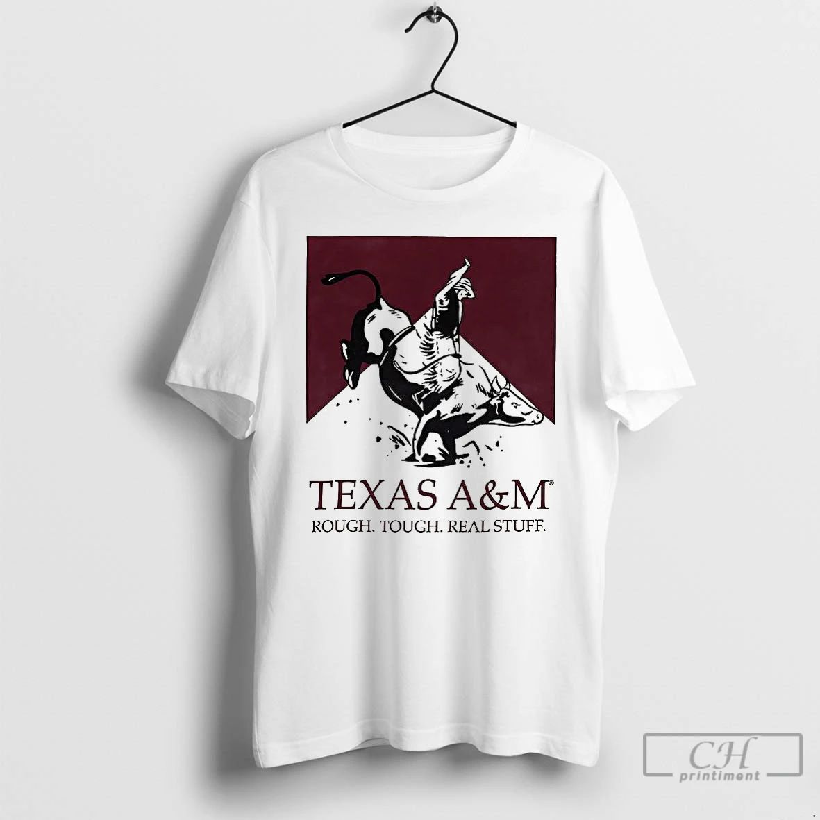 Classic Texas A And M Rough Tough Real Stuff Bull Rider Retro T Shirts