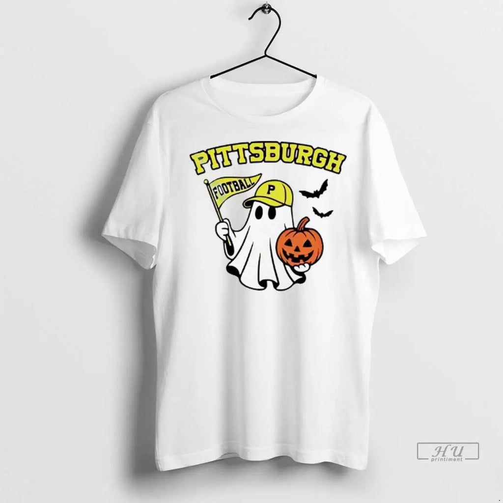 Officials Halloween Ghost Pittsburgh Pirates Football Flag Pumpkin Ladies T Shirts