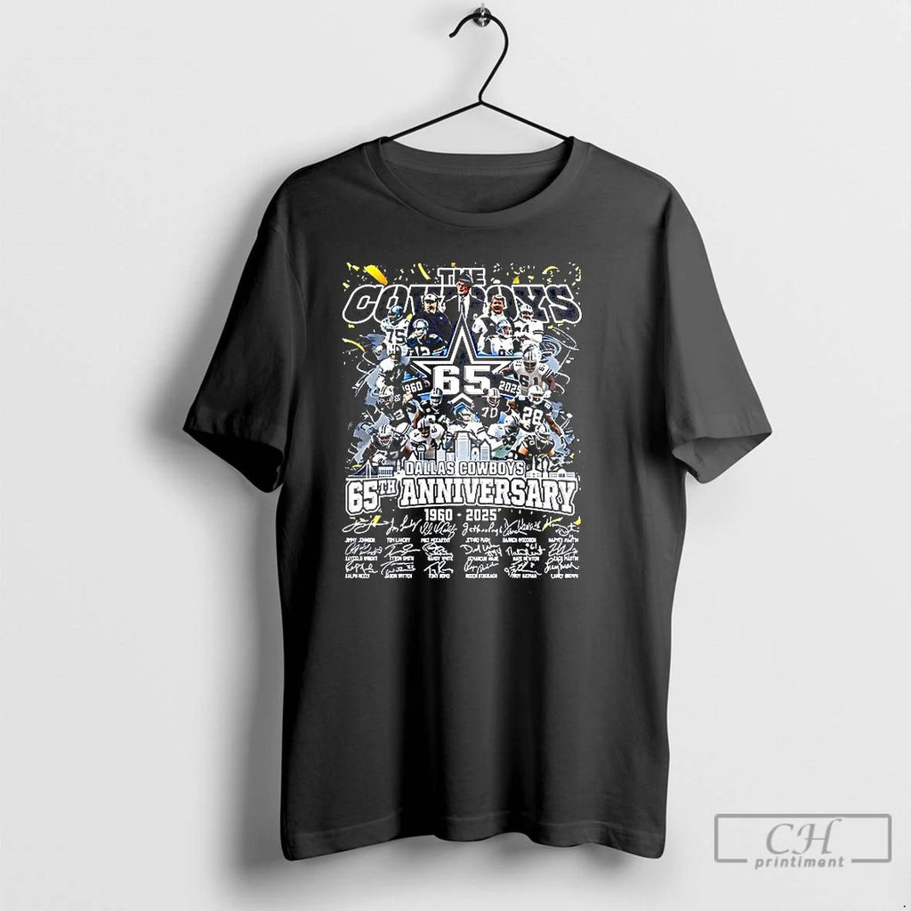 Classic The Dallas Cowboys 65th Anniversary 1960 2025 Player Signature Skyline T Shirts