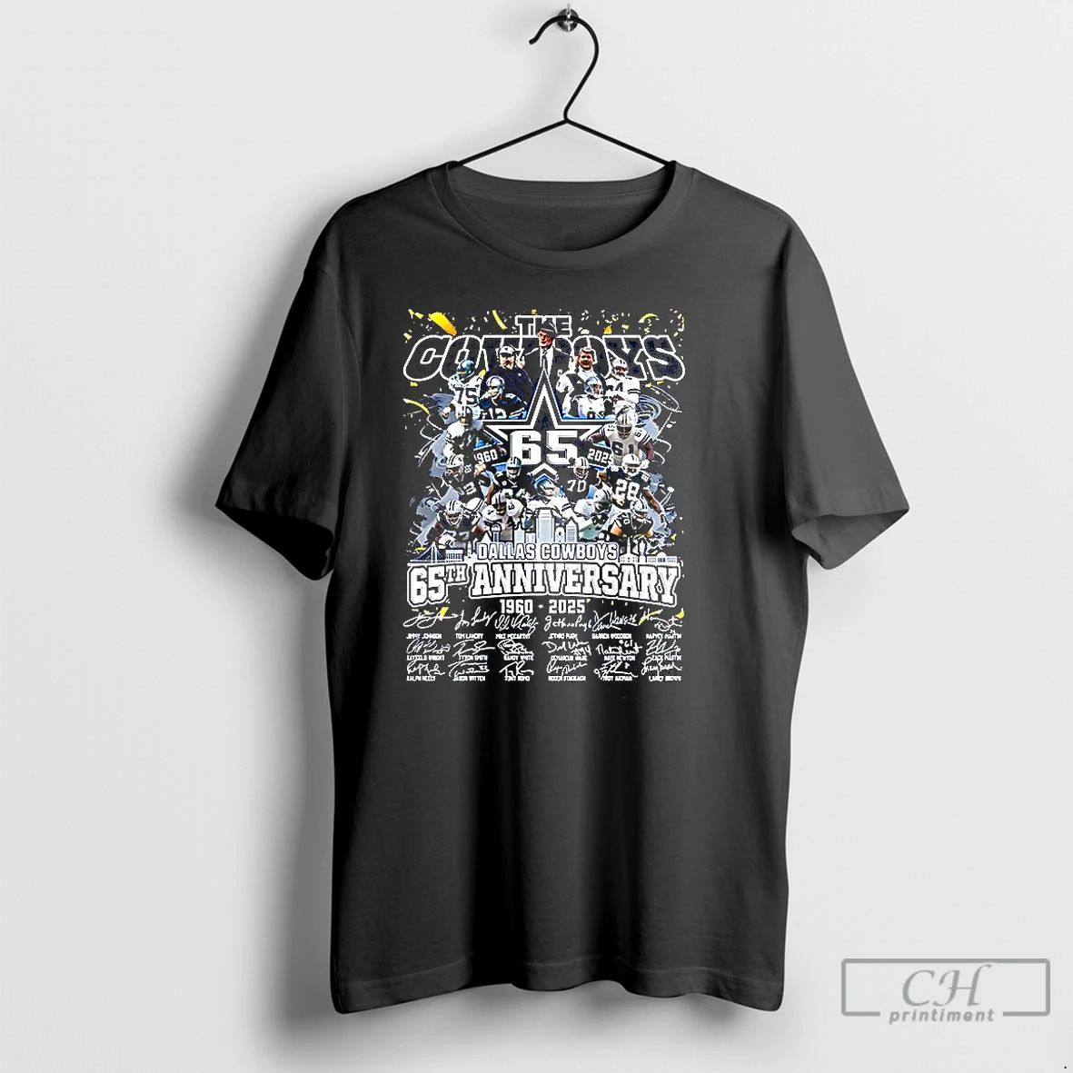 Classic The Dallas Cowboys 65th Anniversary 1960 2025 Player Signature Skyline T Shirts