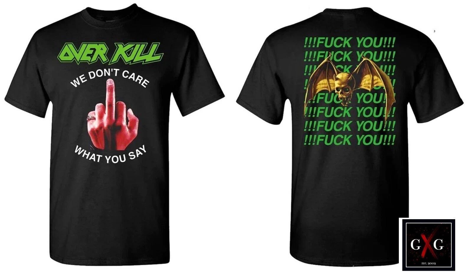 OVERKILL cd lgo F**K YOU / WE DON'T CARE WHAT YOU SAY Official SHIRT XL New