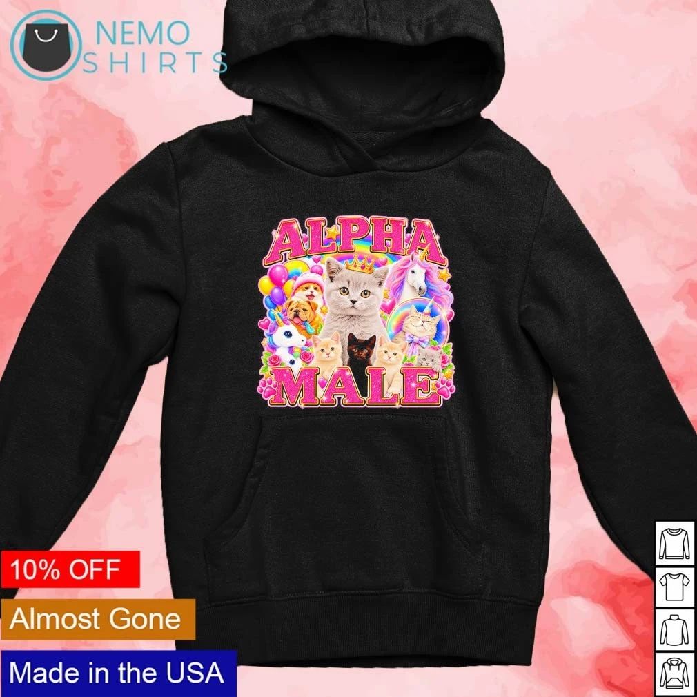 Alpha Male Kitten and Unicorn Rainbow Collage shirt