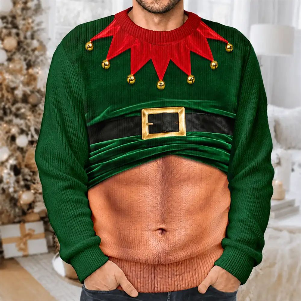3D Funny Body Hairy Belly Gift For Husband - Personalized Unisex Ugly Sweater